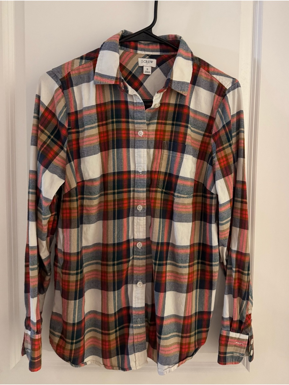 J. Crew Men's Red, Blue & White Plaid Button-Down Shirt